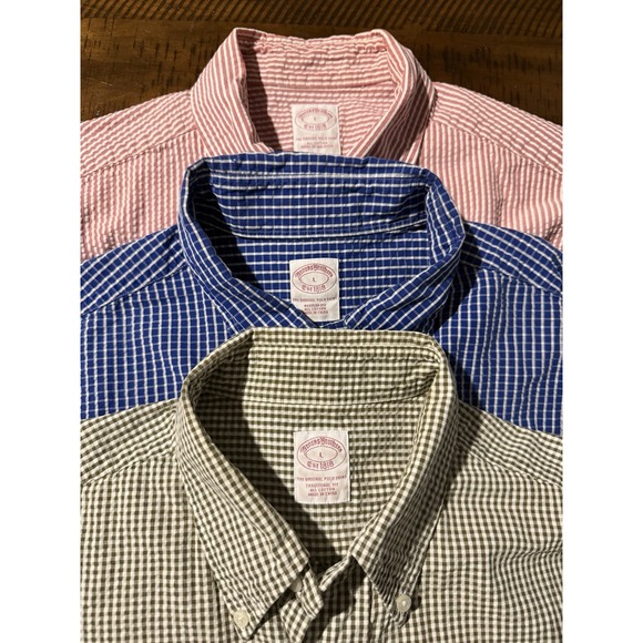 Brooks Brothers Other - Brooks Brothers Shirts Men's Large Seersucker Lot Of Three Red Green Blue GGG2-9